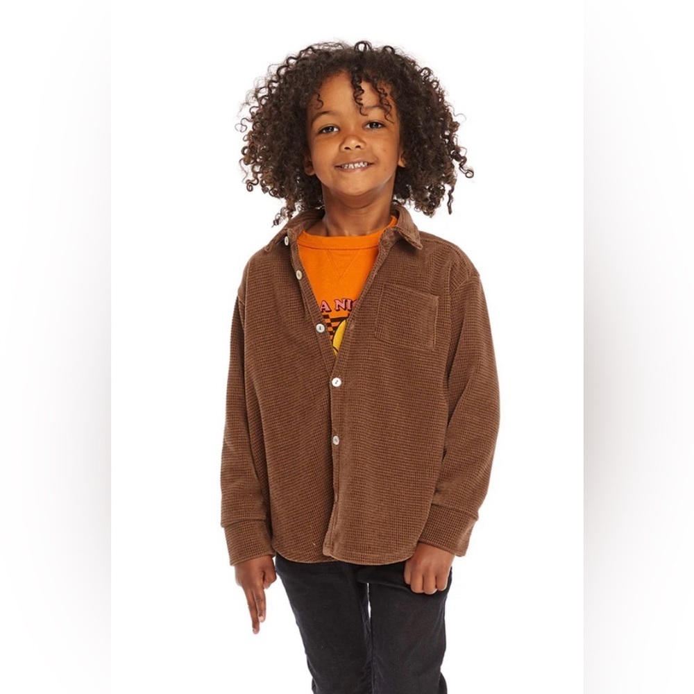CHASER NWT Sz 8 Brown Corduroy Long Sleeve Button-Up Shirt